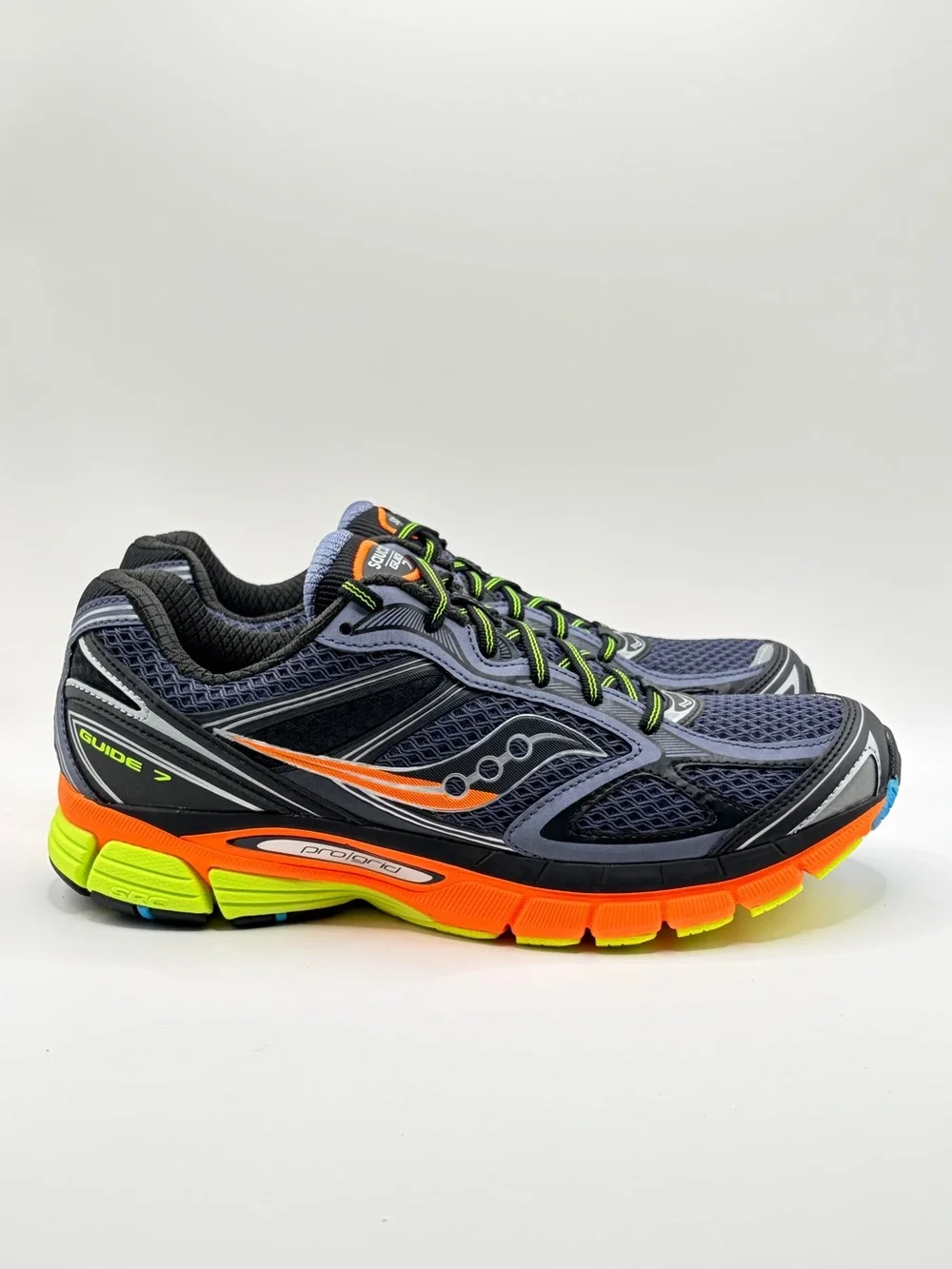 Saucony Men's Navy Running Shoes with Neon Orange & Lime Accents